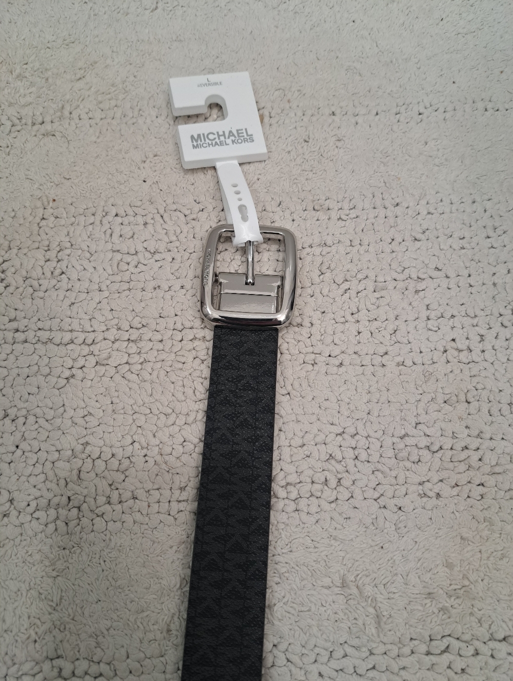 Michael Kors Women 32mm Triple Loop Logo Belt Black Large 551814C Reversible - Picture 3 of 4